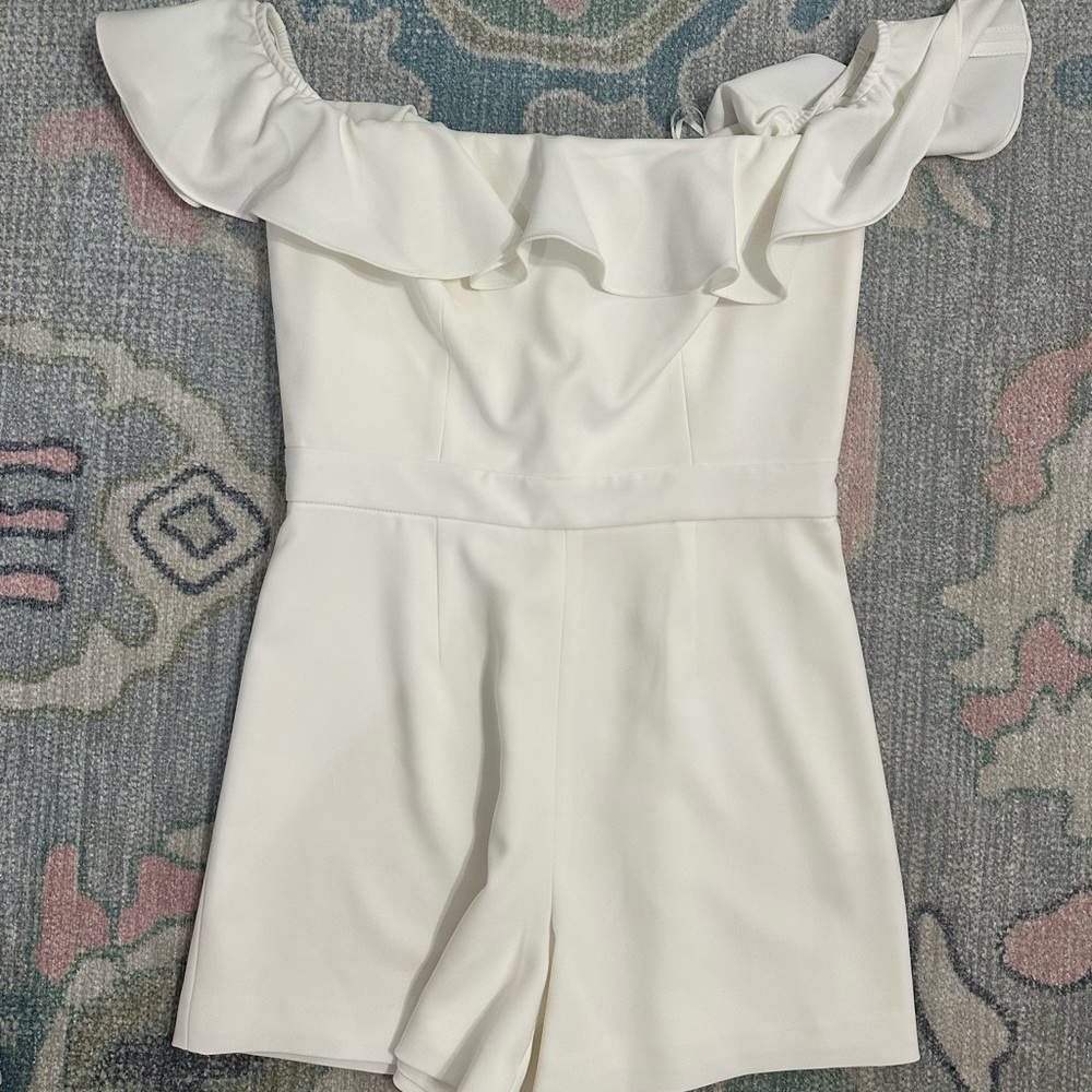 Jay Godfrey White Off-Shoulder Romper